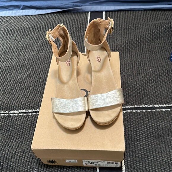 UGG Shoes - Uggs Metallic Gold Low Wedges